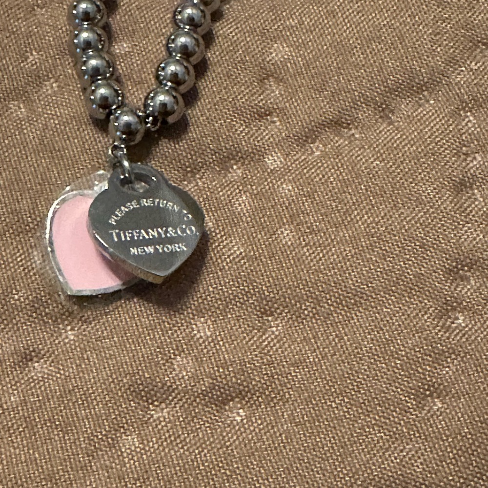 Double Heart Silver bracelet with Pink Accent